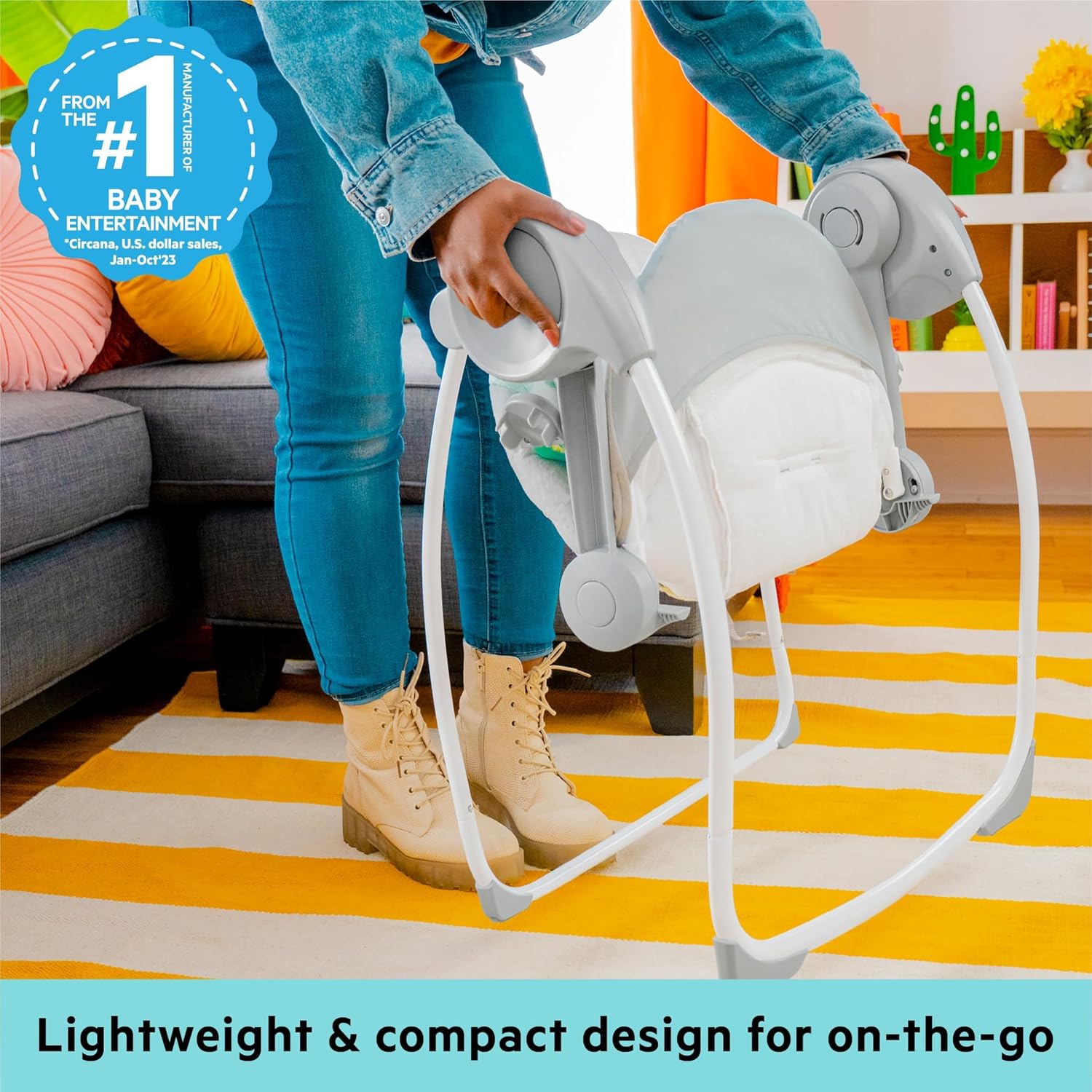 Bright Starts Whimsical Wild Portable Baby Swing, Newborn to 9 Months