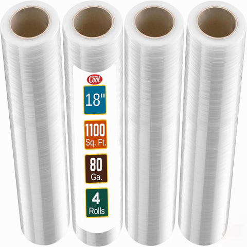 Simply Cool 4 Pack Stretch Wrap 18 Inch 80 Gauge Shrink Wrap