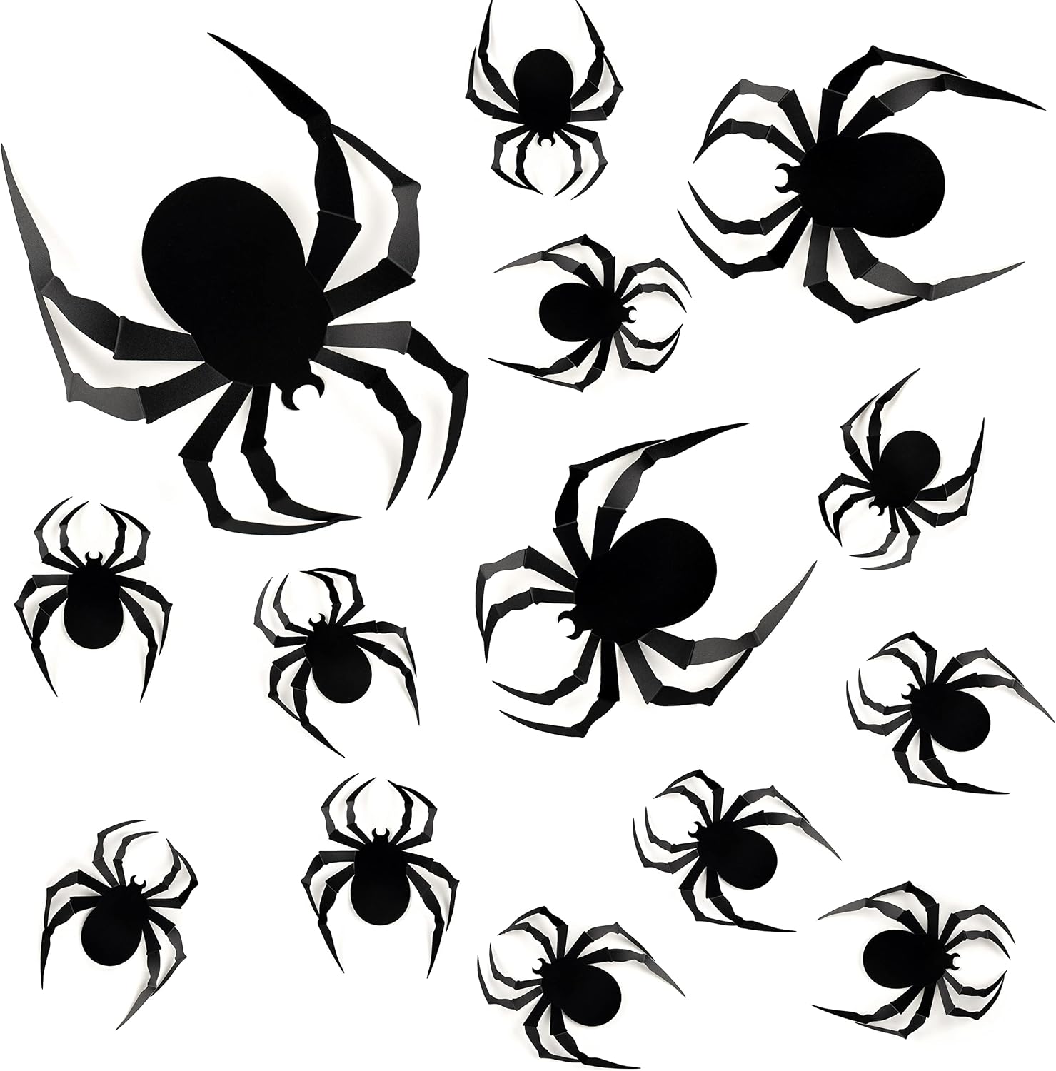 Coogam 60 PCS Halloween 3D Spiders Decoration, Scary Realistic Black Spider Sticker DIY Windows Wall Decal for Home Decor Bathroom Indoor Hallowmas Party Supplies