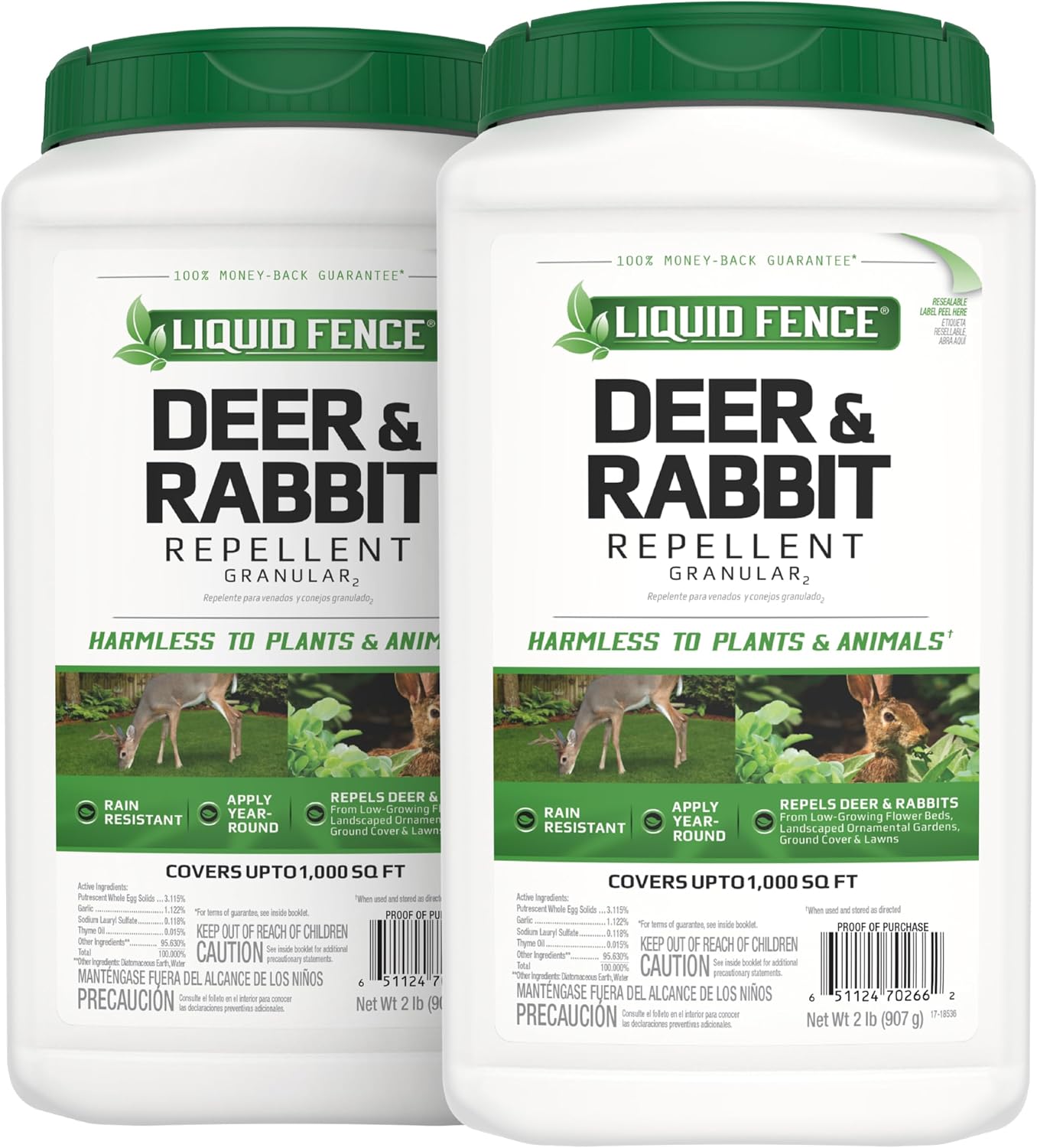 Liquid Fence Deer And Rabbit Repellent Granular 2 Pounds, Apply Year-Round, 2 Pack