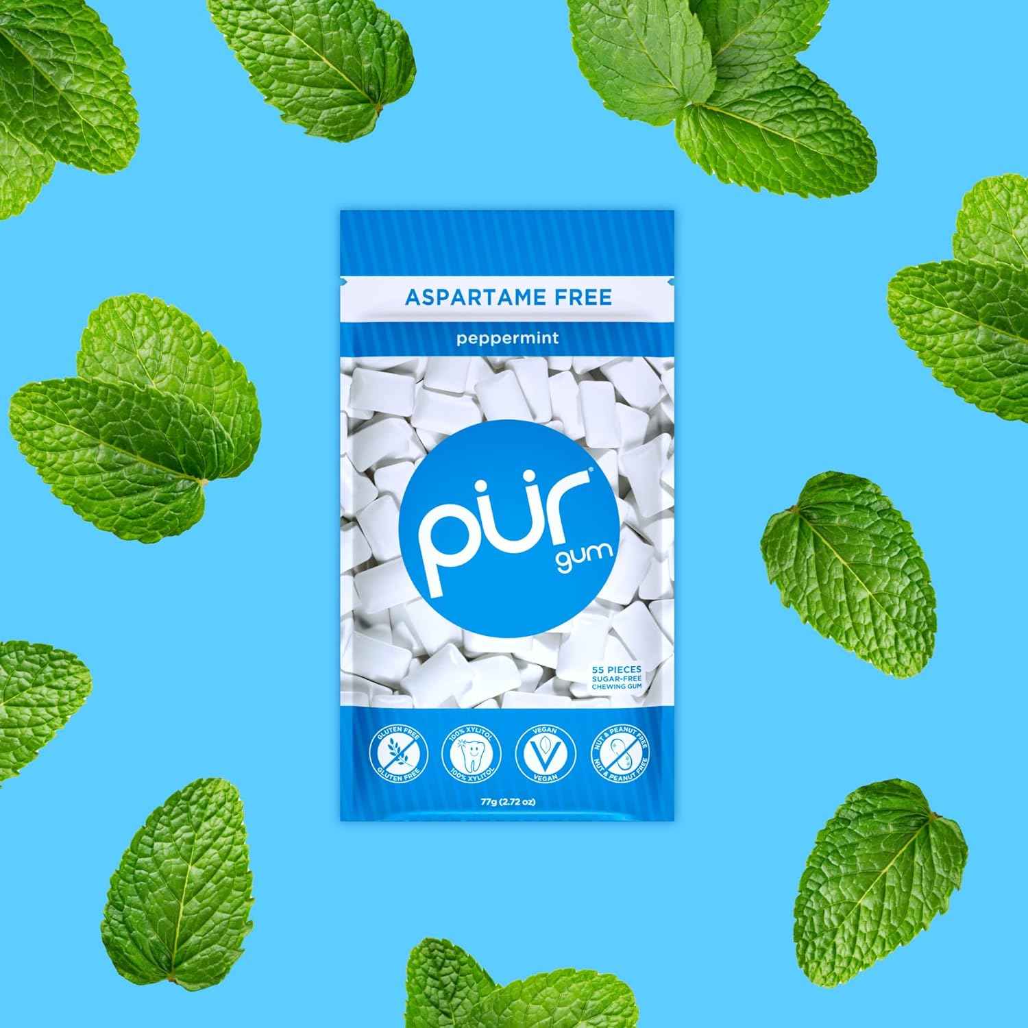 PUR Gum, Peppermint, Xylitol Gum, No Artificial Flavor, 660 Count (12x55)