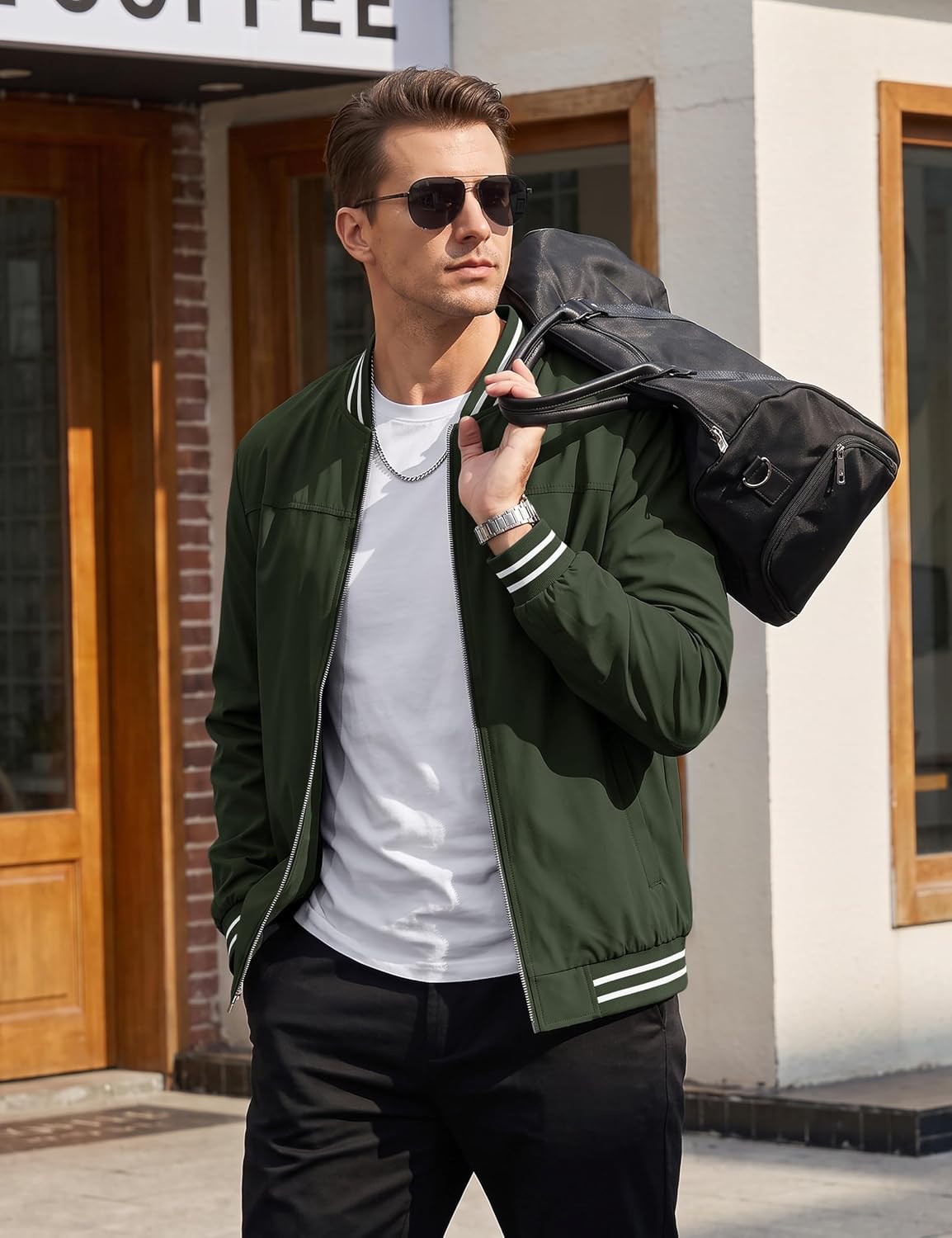TACVASEN Mens Jacket Bomber Lightweight Windproof Coat for Daily Wear
