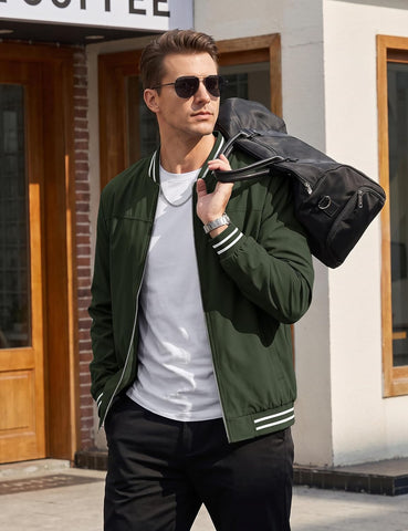 TACVASEN Mens Jacket Bomber Lightweight Windproof Coat for Daily Wear