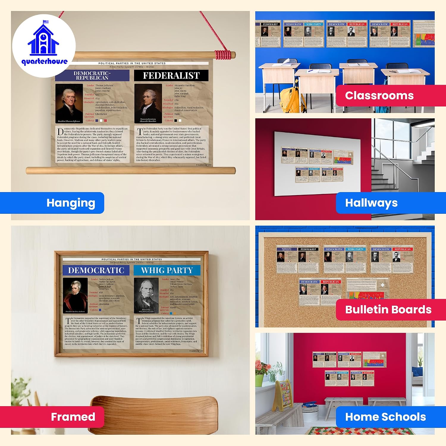Quarterhouse 5 Poster American Political Parties in History Classroom Set