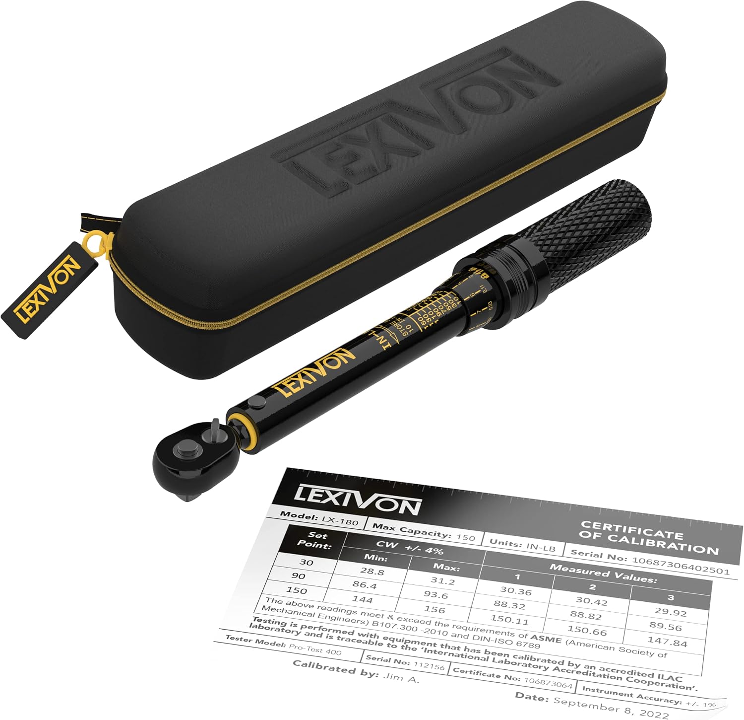 LEXIVON 3/8-Inch Drive Click Torque Wrench 10~80 Ft-Lb/13.6~108.5 Nm (LX-182)