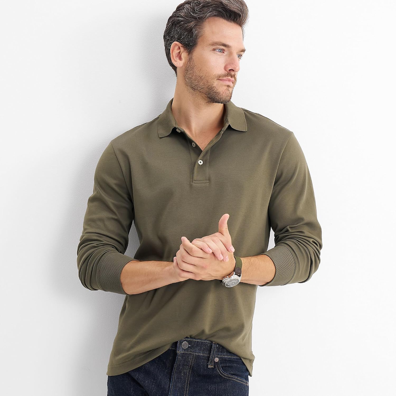 Lands' End Men's Long Sleeve Supima Polo
