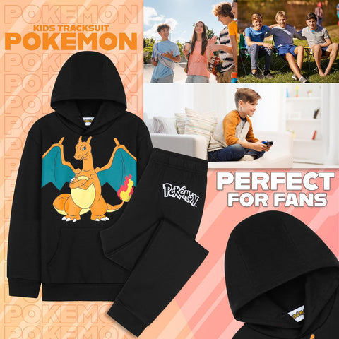 Pokemon Tracksuit Set Boys, Teens, 2 Pc Hoodie Joggers, Anime Hoodie Sweatpants Kids Clothes Teen Apparel, Gifts for Boys