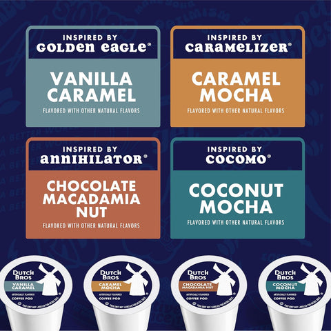 Dutch Bros Flavored Variety Pack, 60 Count, Medium Roast, Coffee Pods