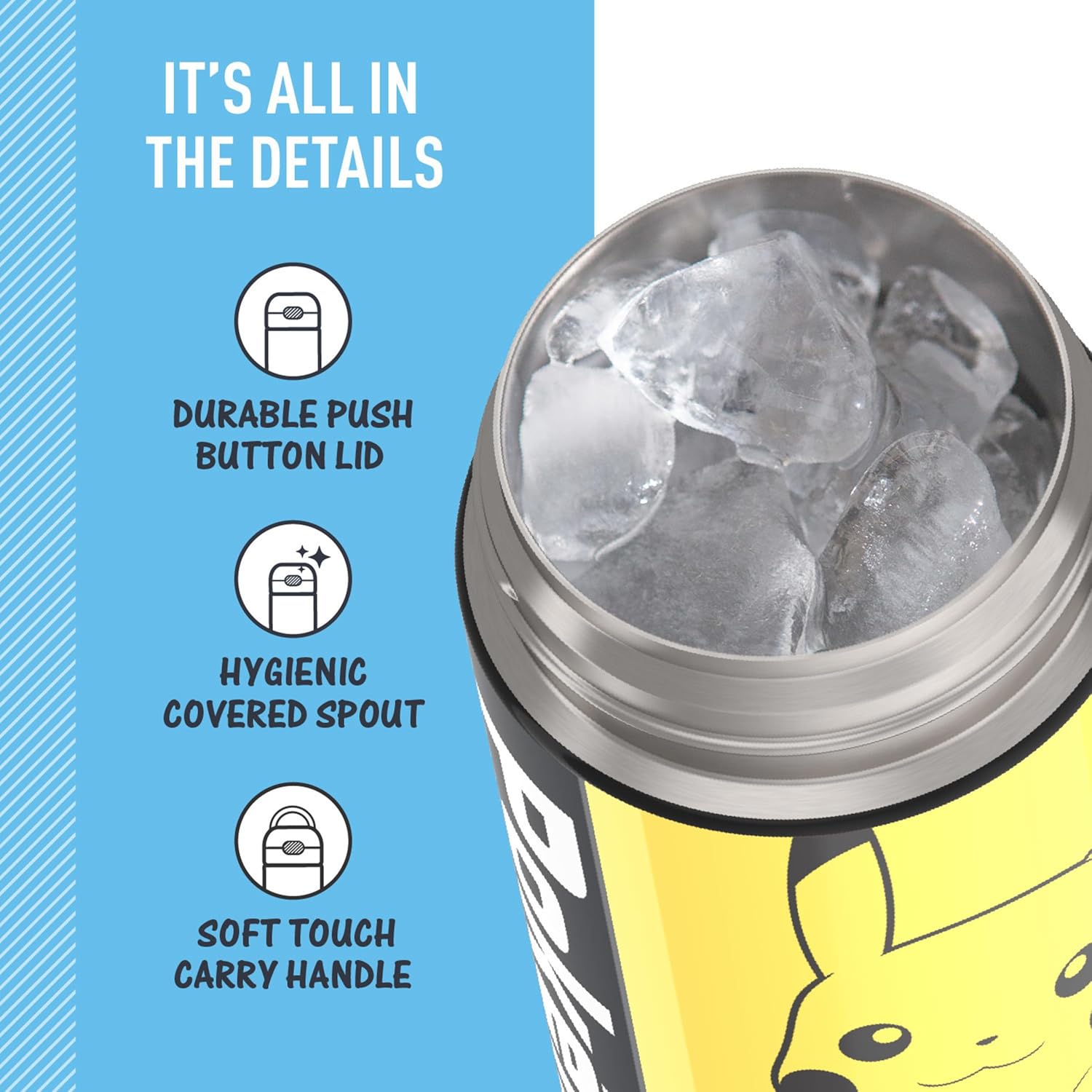 THERMOS FUNTAINER Water Bottle with Spout, 16oz, Pokemon
