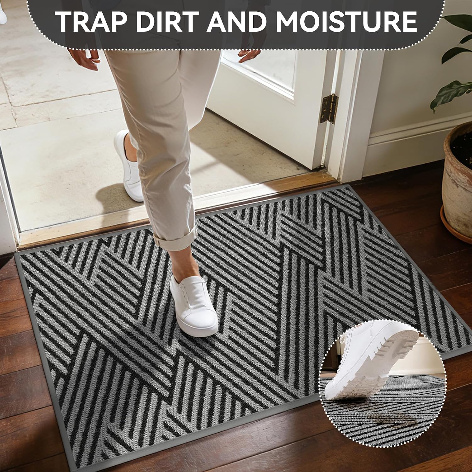 Door Mat Outside Entrance Non-Slip Dirt Resistant Grey 24"x35"