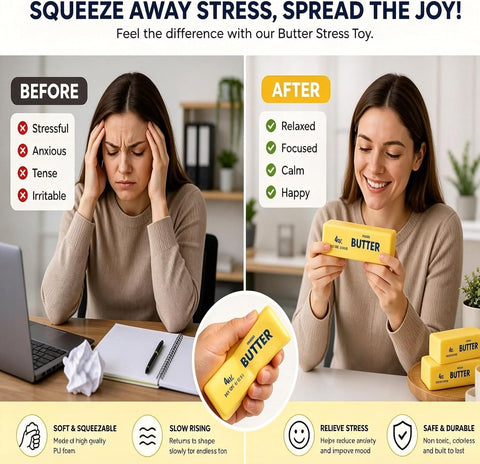 Butter Squishy,Squeeze Toys,2026 New Soft Novelty Toy,Realistic Butter Stick Fidget, Slow Rising Soft Stress Toy for Adults Stress Relief & Anxiety Relief (Butter-1PCS)
