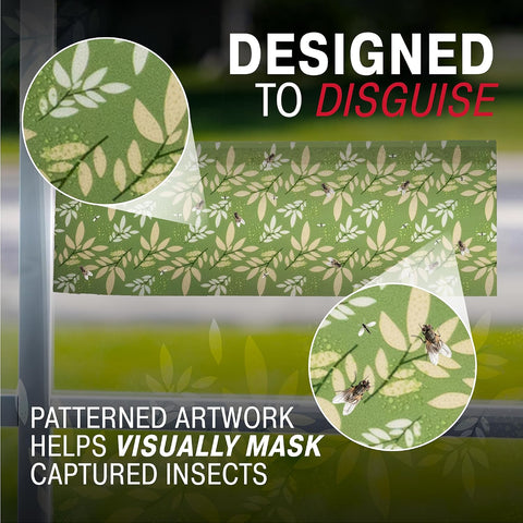Catchmaster Window Fly Traps 12-Pack, Designed to Disguise House & Fruit Fly, Gnats, Adhesive Strips for Indoor, Disposable Bug Catcher, Insect Sticky Glue Traps, Pest Control for Home & Kitchen