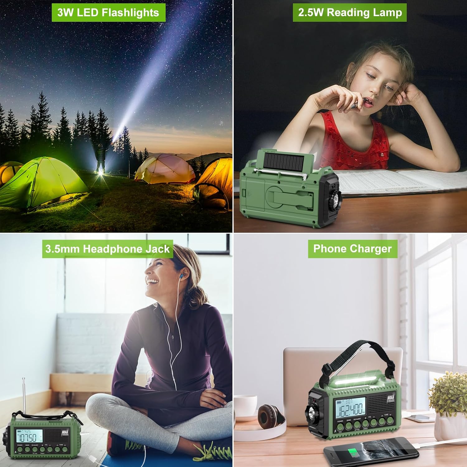 Raynic Emergency Radio, 12000mAh/44400mWh Battery Operated Weather Radio, Solar Hand Crank Radio with AM/FM/SW/NOAA Alert, Cell Phone Charger, Type-C Charging, Flashlight and SOS Siren