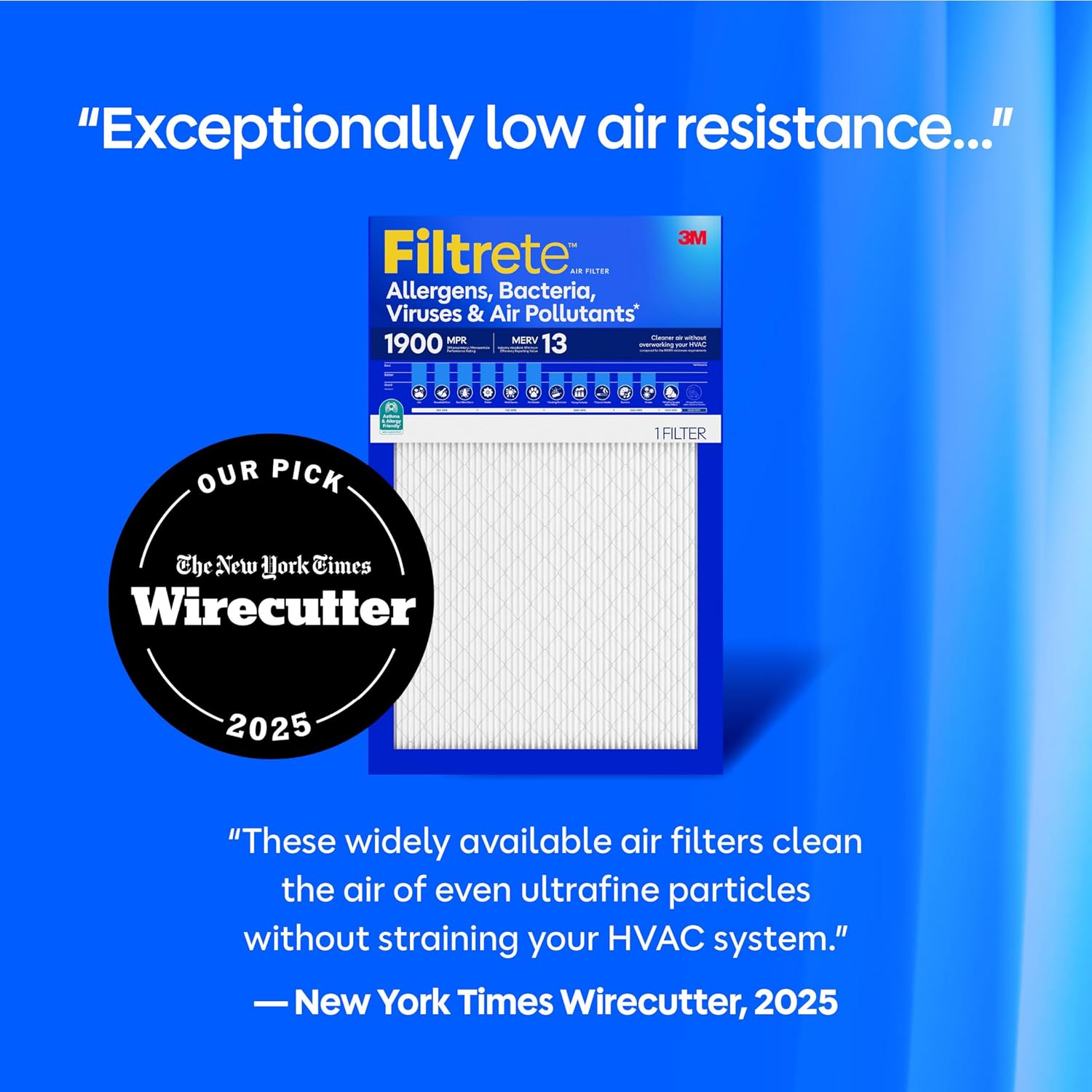 Filtrete 20x20x1 Air Filter, MERV 13 MPR 1900, Allergens, Bacteria, Viruses & Air Pollutants, 3-Month AC/Furnace Filters, Cleaner Air Reliable Airflow, 2 HVAC Filters(Act Size 19.62x19.62x0.78 in)
