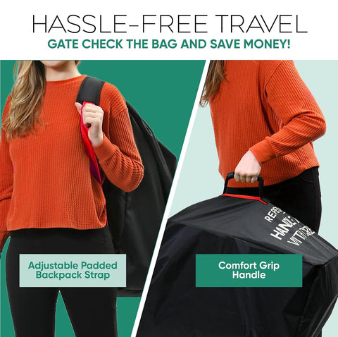 Car Seat Travel Bag for Airplane, Backpack Straps, Fits Most Car Seats