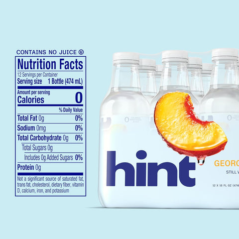 Hint Flavored Water Zero Sugar 0 Calories - Georgia Peach (12 pack)