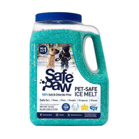 Safe Paw Pet Safe Ice Melt - Pet & Kid Friendly Ice Melt Safe for Concrete, Driveways, and Winter Use - Chloride & Salt-Free Ice Melter Safe with Pets & Sidewalk - Lasts 3X Longer