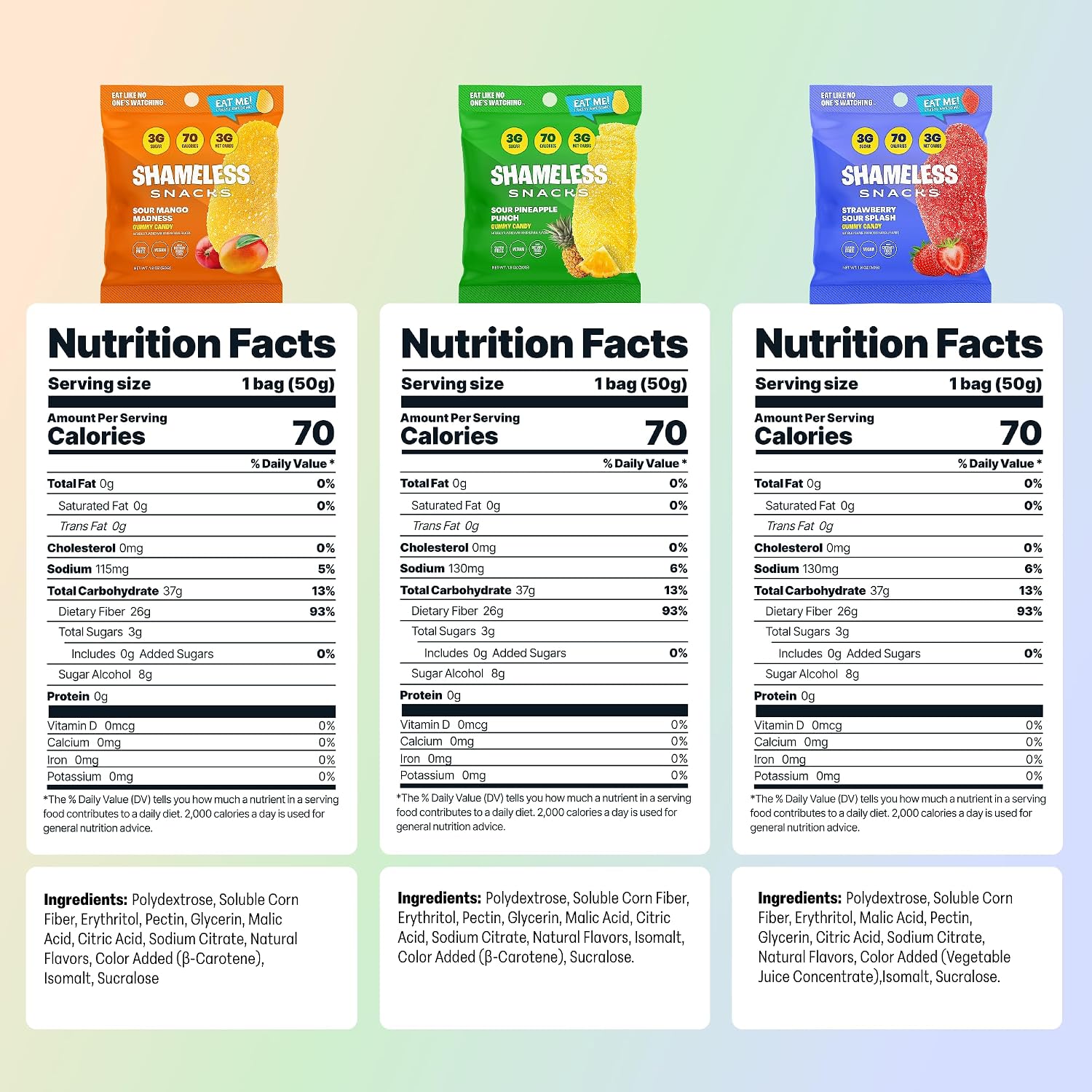 Shameless Snacks Sour Power Trio Bundle - Sour Candy & Fruit Snacks, Keto
