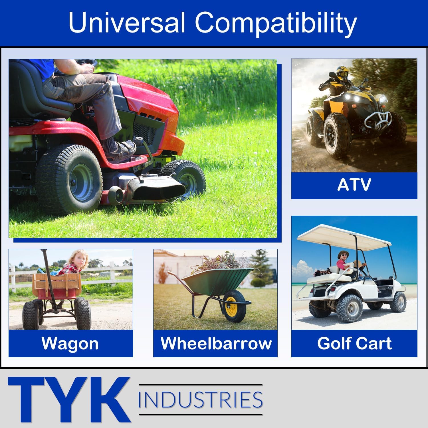 Two 20x8.00-8, 20x10-8, 20x8-8, 20x10.00-8 Golf Cart, Lawn Mower Tire Inner Tubes with TR13 Short Rubber Valve Stems by TYK Industries