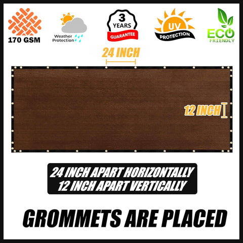 Royal Shade 4' x 10' Brown Fence Privacy Screen Windscreen Cover Netting Mesh Fabric Cloth - Cable Zip Ties Included (We Make Custom Size)