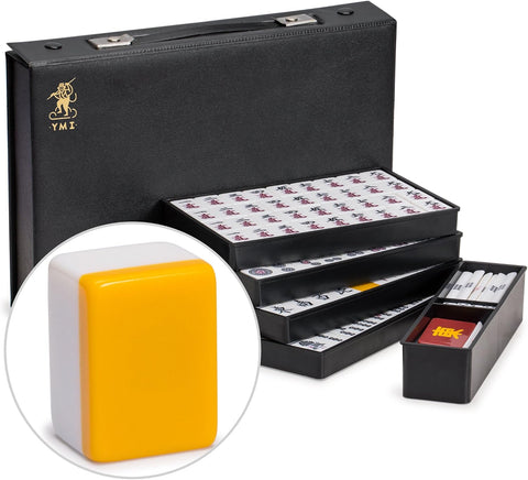 YMI Japanese Riichi Mahjong Set, White & Yellow Tiles