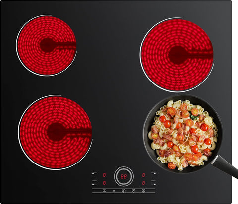 CDV 24 Inch Electric Cooktop 4 Burners 6000W Touch Control