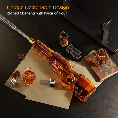 Kollea Cool Whiskey Decanter Gift Set with 2 Grenade Glasses