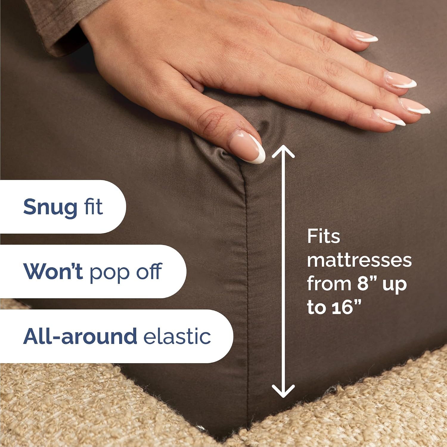 Queen Size 4 Piece Sheet Set - Comfy Breathable & Cooling Sheets - Brown