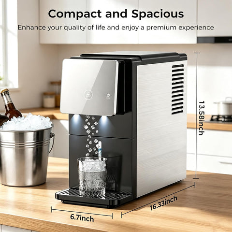COWSAR Nugget Countertop Ice Maker, Automatic Ice Dispenser, 33 lbs/Day Chewable Pellet Ice Machine with Self-Cleaning & Measured Dispensing, Portable Ice Maker for Home, Kitchen, Office