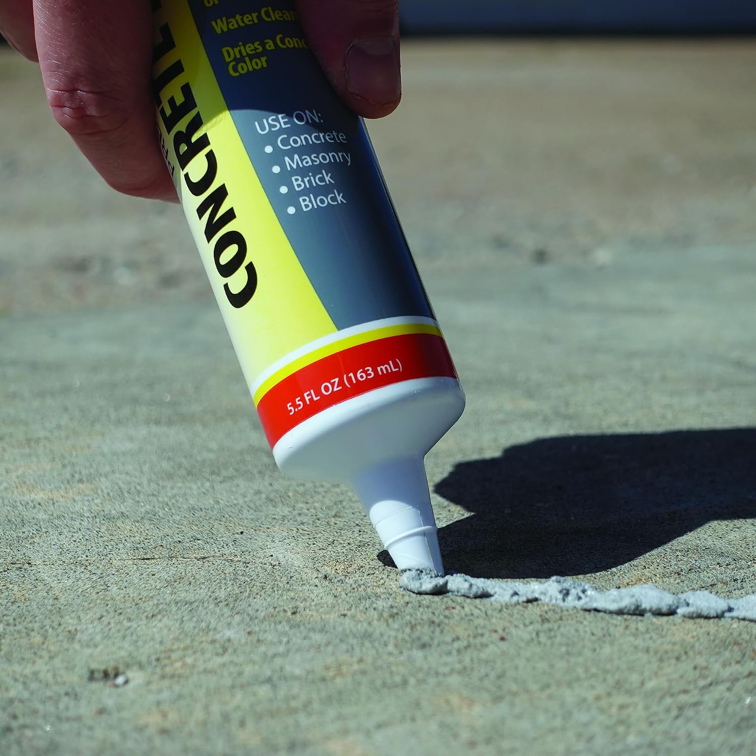 Red Devil 0645 Concrete Repair Patch, Cement Crack Filler, 5.5 Oz Squeeze Tube, Pre-Mixed, Pack of 1, Gray, Made in USA
