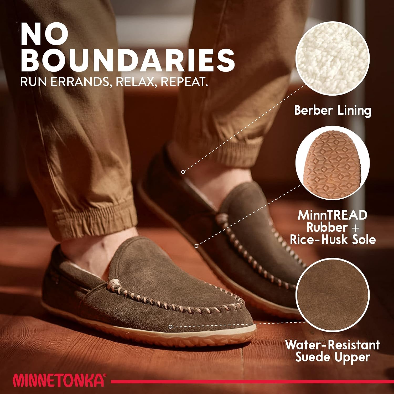 Minnetonka Men's Tilden Moccasin Suede Slipper