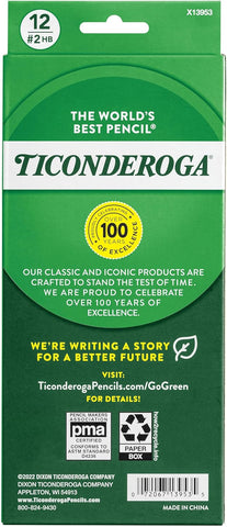 Ticonderoga Wood-Cased Pencils, #2 HB Soft, Black, 12 Count
