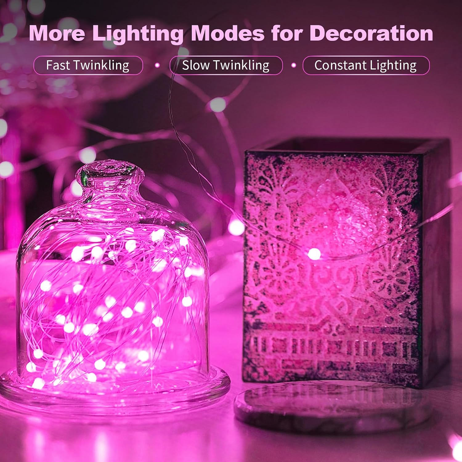 20 Pack LED Fairy Lights Battery Operated,20 LED Waterproof Mini Twinkle String Lights for Wedding Valentine's Day Christmas Decorations,Pink