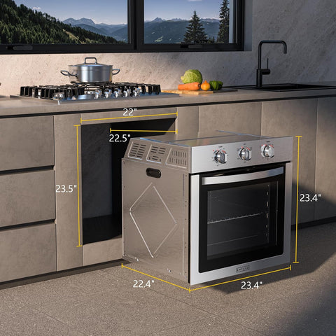 Empava 24" 2.5 cu ft Single Electric Wall Oven, Mechanical Knobs, 24WOE40L