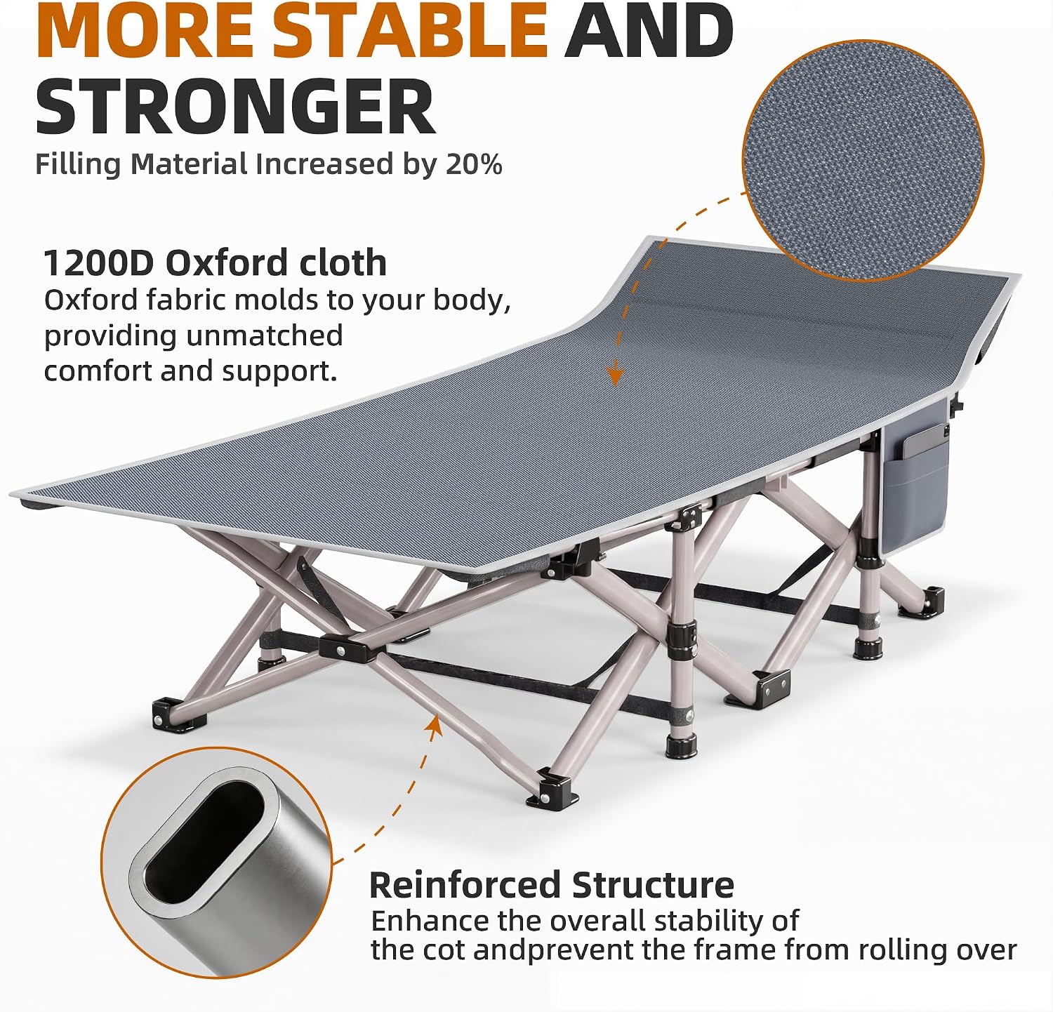 Fenbeli Folding Camping Cot with Mattress Pad for Adults, Blue