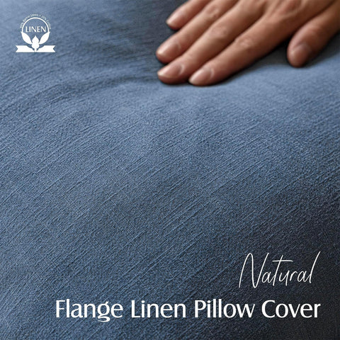 Foindtower Linen Solid Decorative Throw Pillow Covers 20x20 Inch Dark Blue
