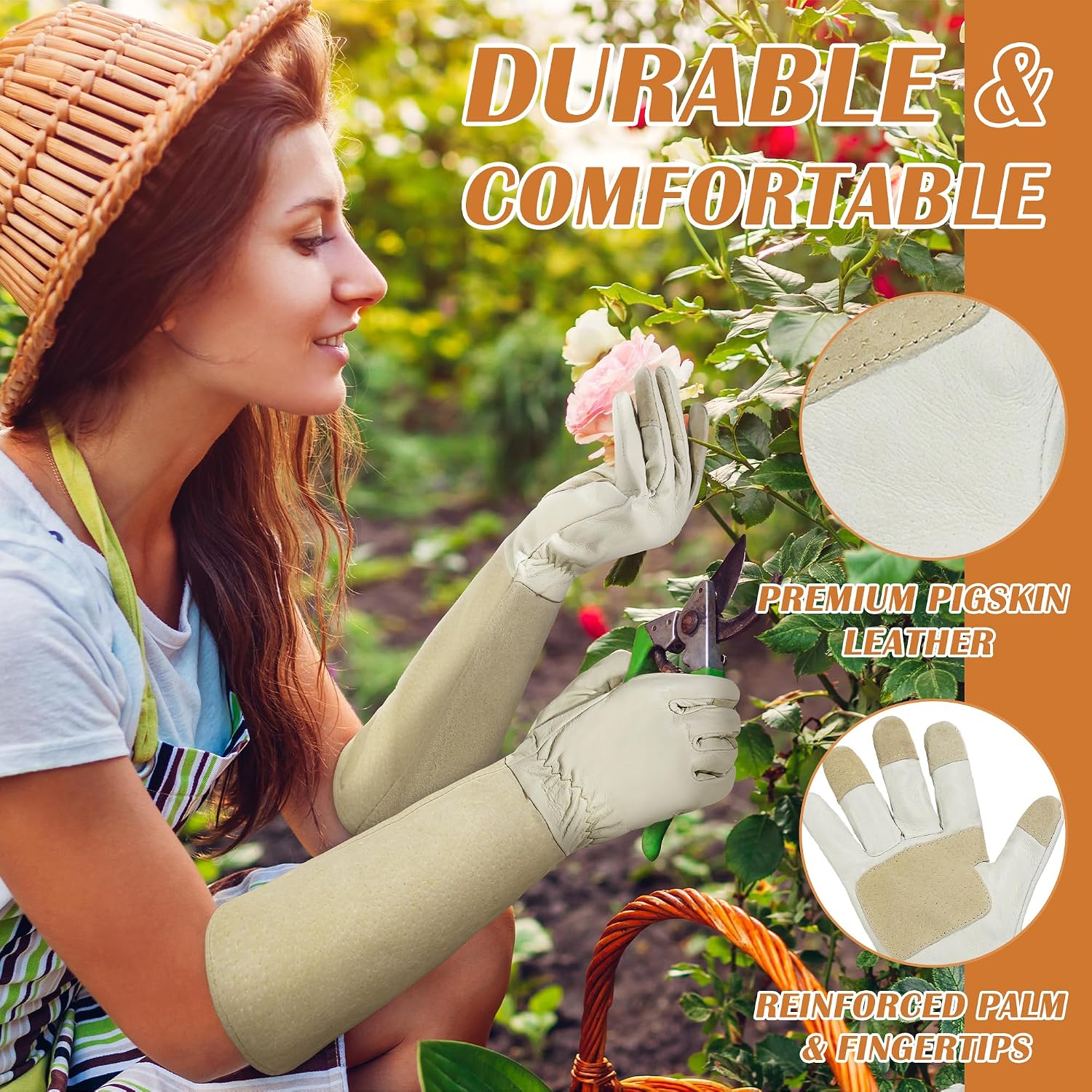 HANDLANDY Rose Pruning Gloves for Men Women, Thorn Proof Gardening Gloves