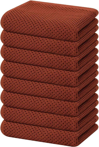 Homaxy 100% Cotton Waffle Weave Kitchen Dish Towels 8-Pack, Rust