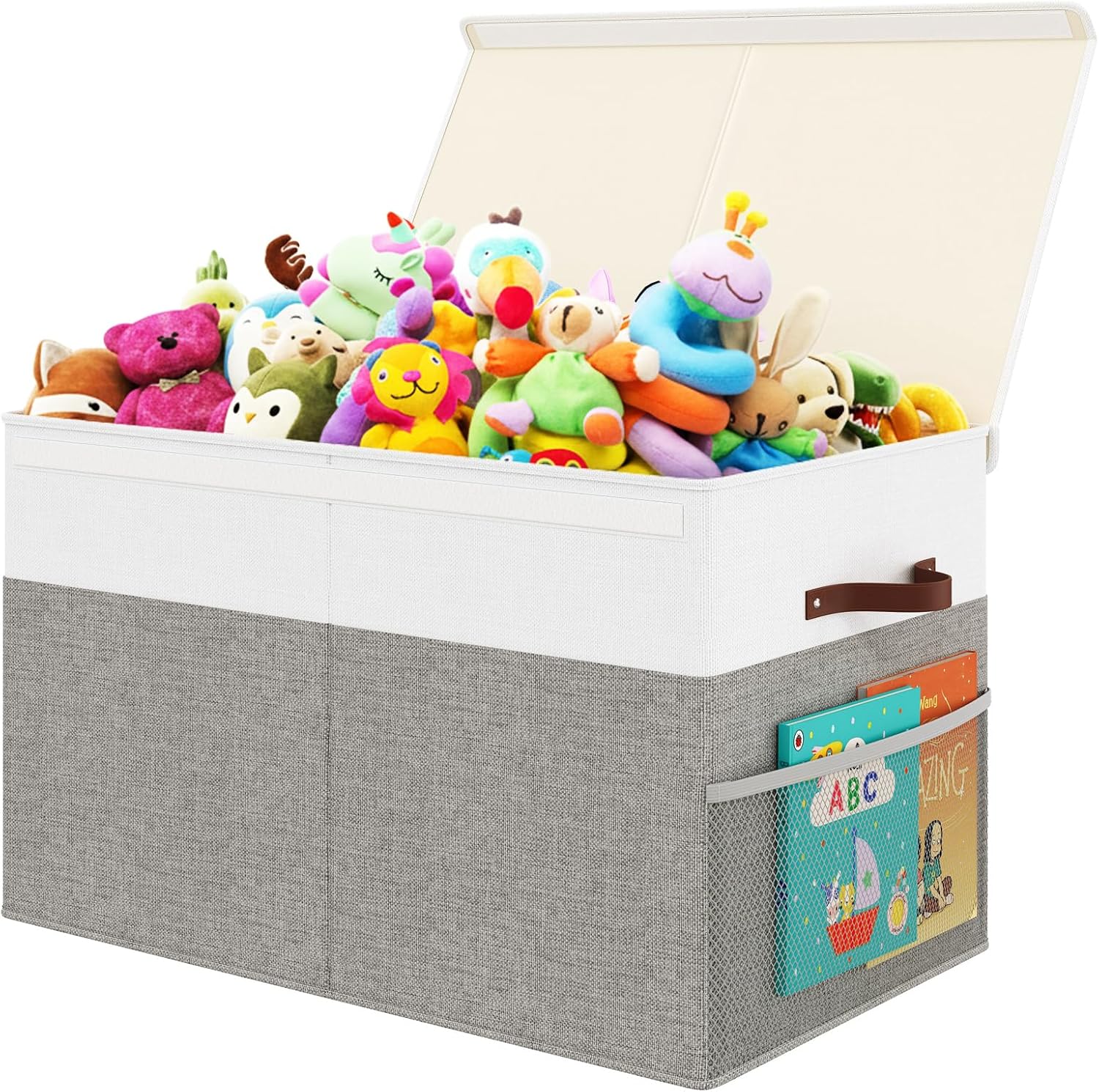Large Toy Storage Box with Lid, Toy Chest with Divider, Foldable Organizer