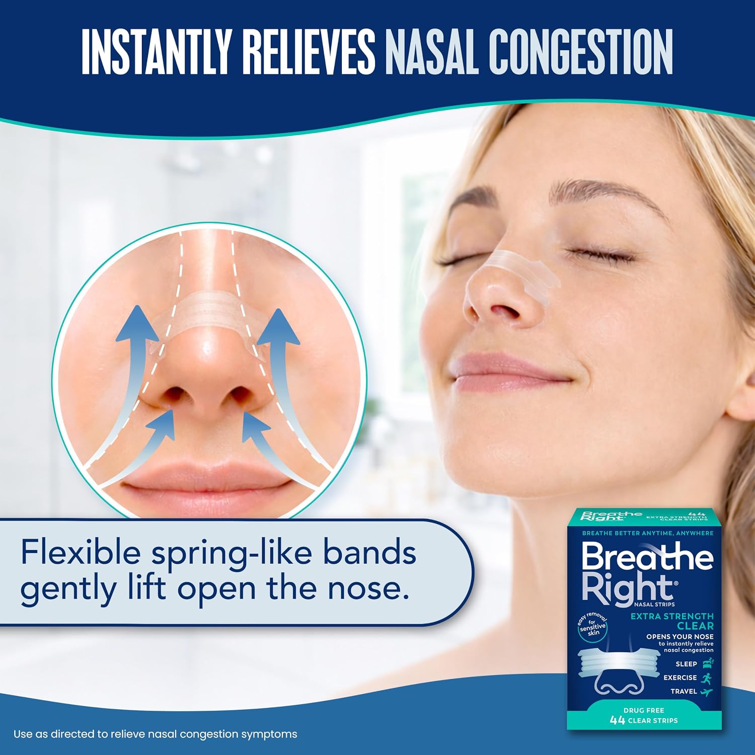 Breathe Right Nasal Strips, Relieves Nasal Congestion, Extra Strength Clear