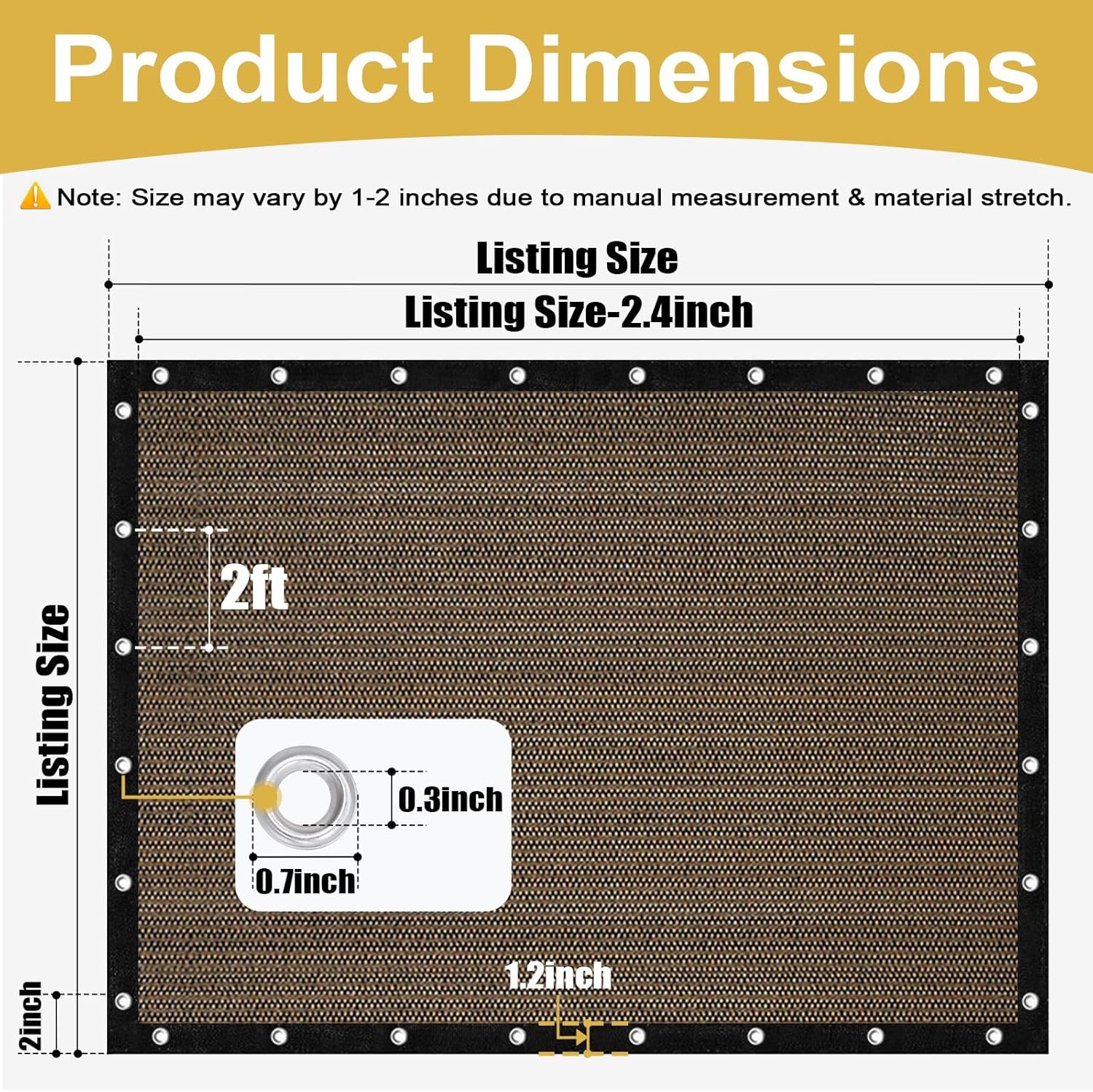 Shade&Beyond 90% Sun Shade Cloth with Grommets, 12' X 20' Pergola Shade Cover Canopy, Mesh Tarp Sun Screens for Patio, Outdoor, Garden, Backyard, Mocha