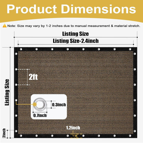 Shade&Beyond 90% Sun Shade Cloth with Grommets, 12' X 20' Pergola Shade Cover Canopy, Mesh Tarp Sun Screens for Patio, Outdoor, Garden, Backyard, Mocha