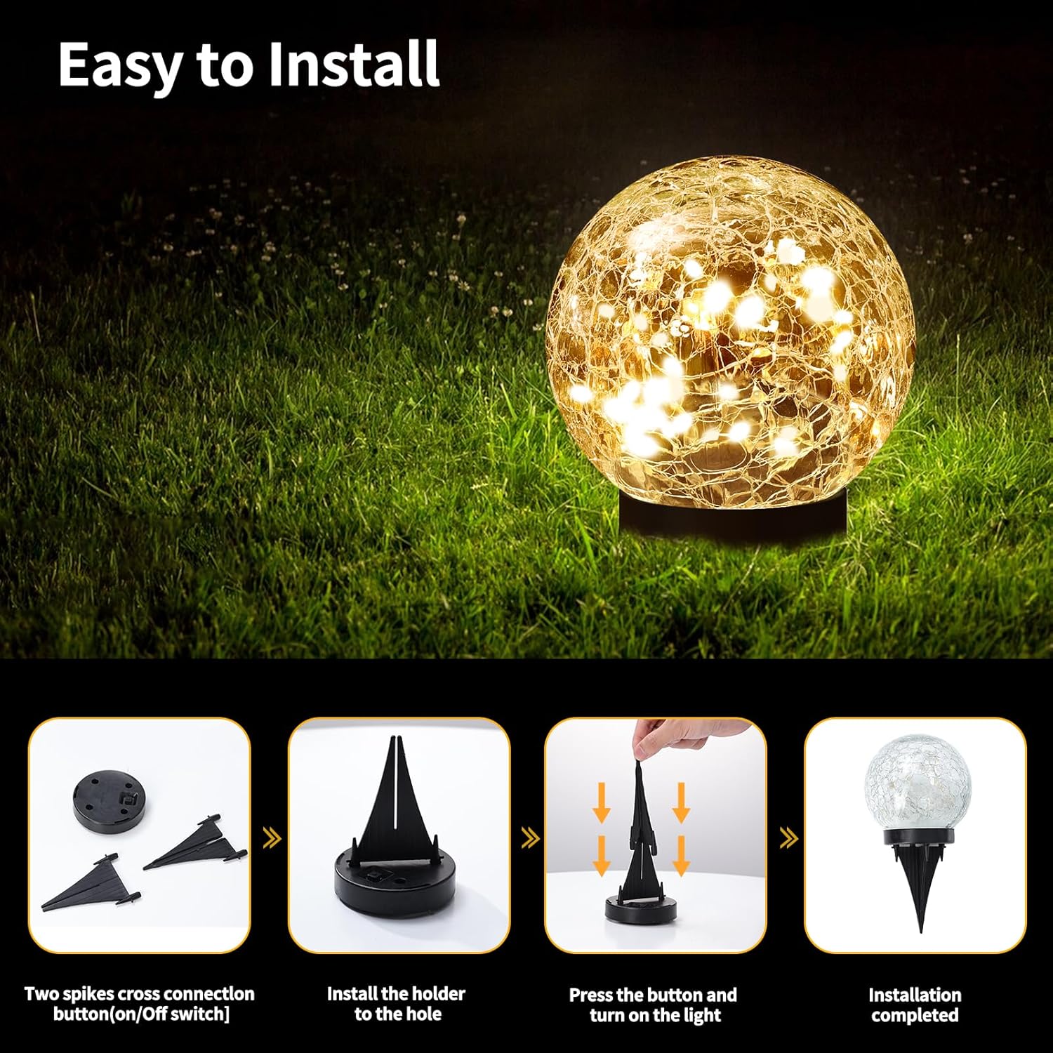 JKIMK Solar Globe Lights Outdoor Waterproof-Solar Balls for Garden