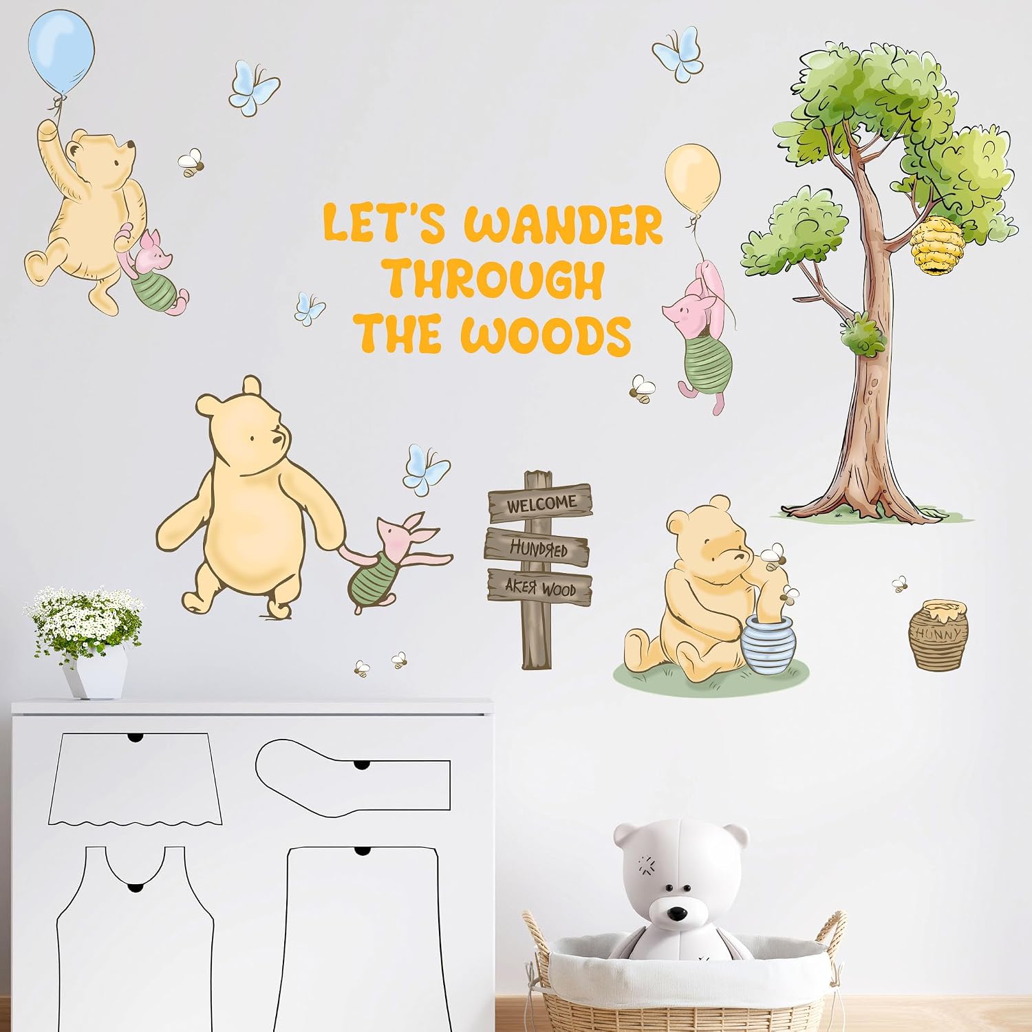 Winnie Wall Stickers for Kids, Winnie Character Stickers
