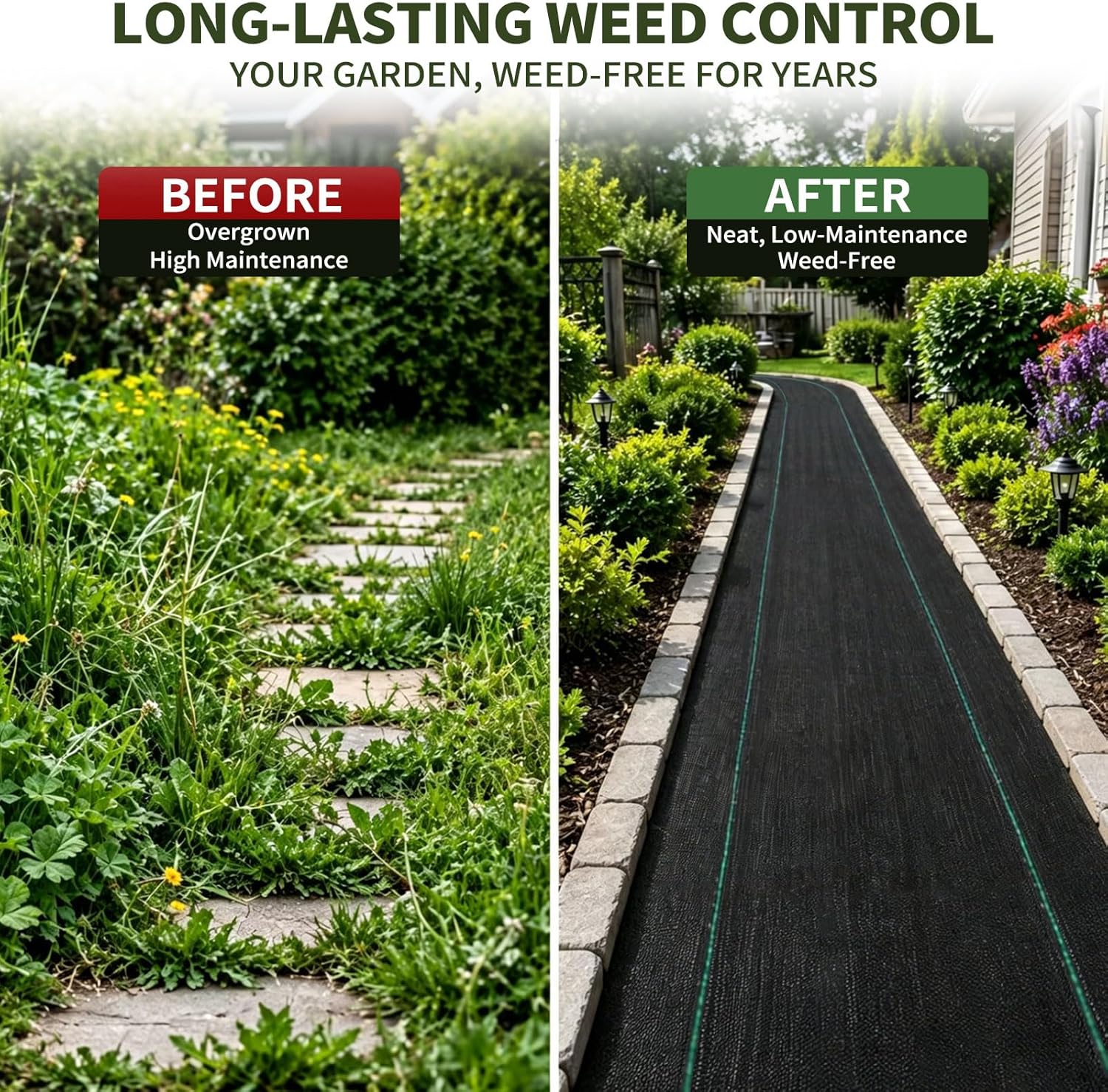 EXTRAEASY 17 in (1.4 ft) x 50 ft Landscape Fabric Weed Barrier, 3.2 oz Heavy Duty Woven Weed Blocker, Ground Cover Geotextile Fabric for Under Gravel, Garden Bed Liner & Pathways