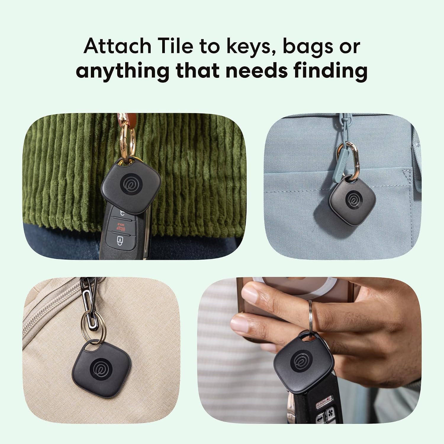 Life360 Tile Essentials - Bluetooth Trackers & Item Locators for Keys, Wallets, Remotes & More; Easily Find All Your Things. Both iOS and Android Compatible. 4-Pack (Mates/Slim/Sticker)