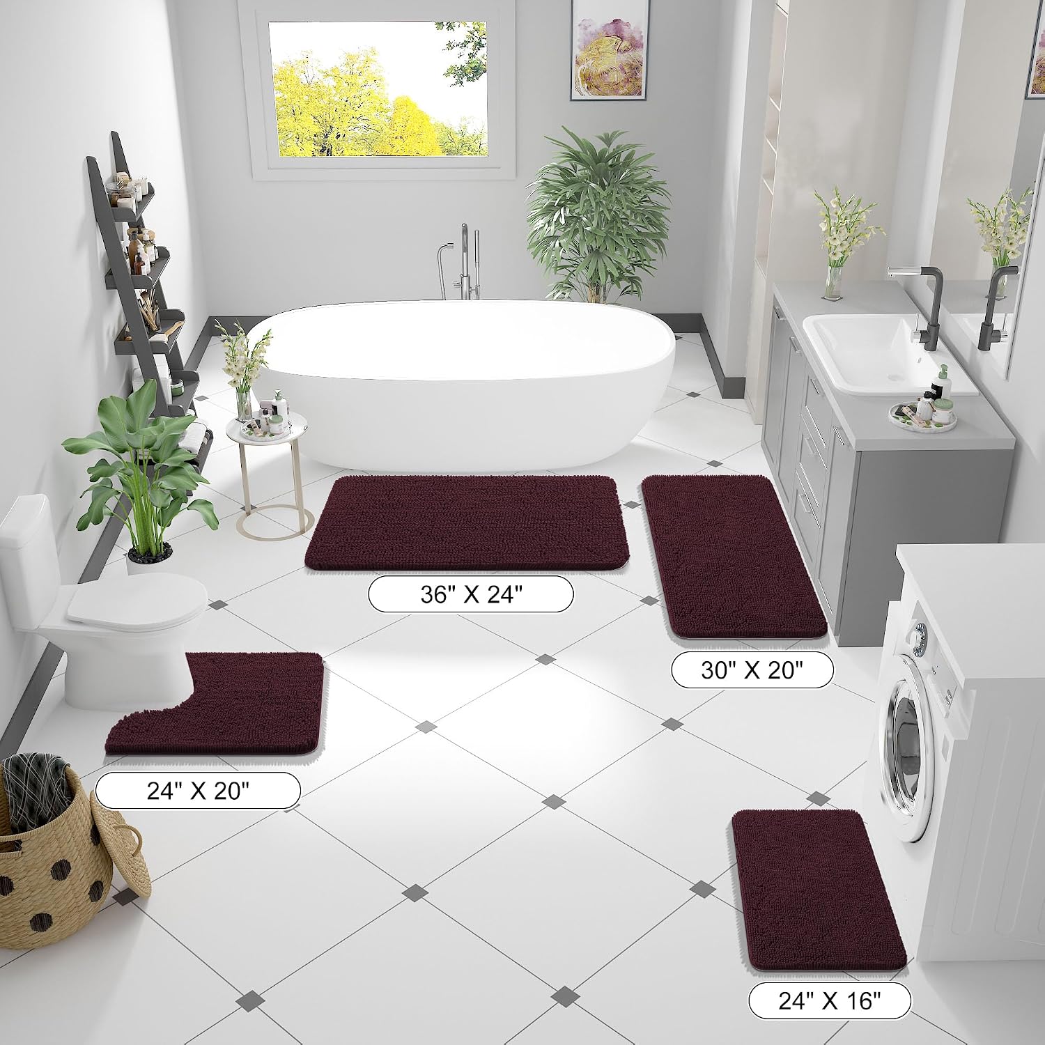OLANLY Bathroom Rugs 30x20, Extra Soft Absorbent Chenille Bath Rugs