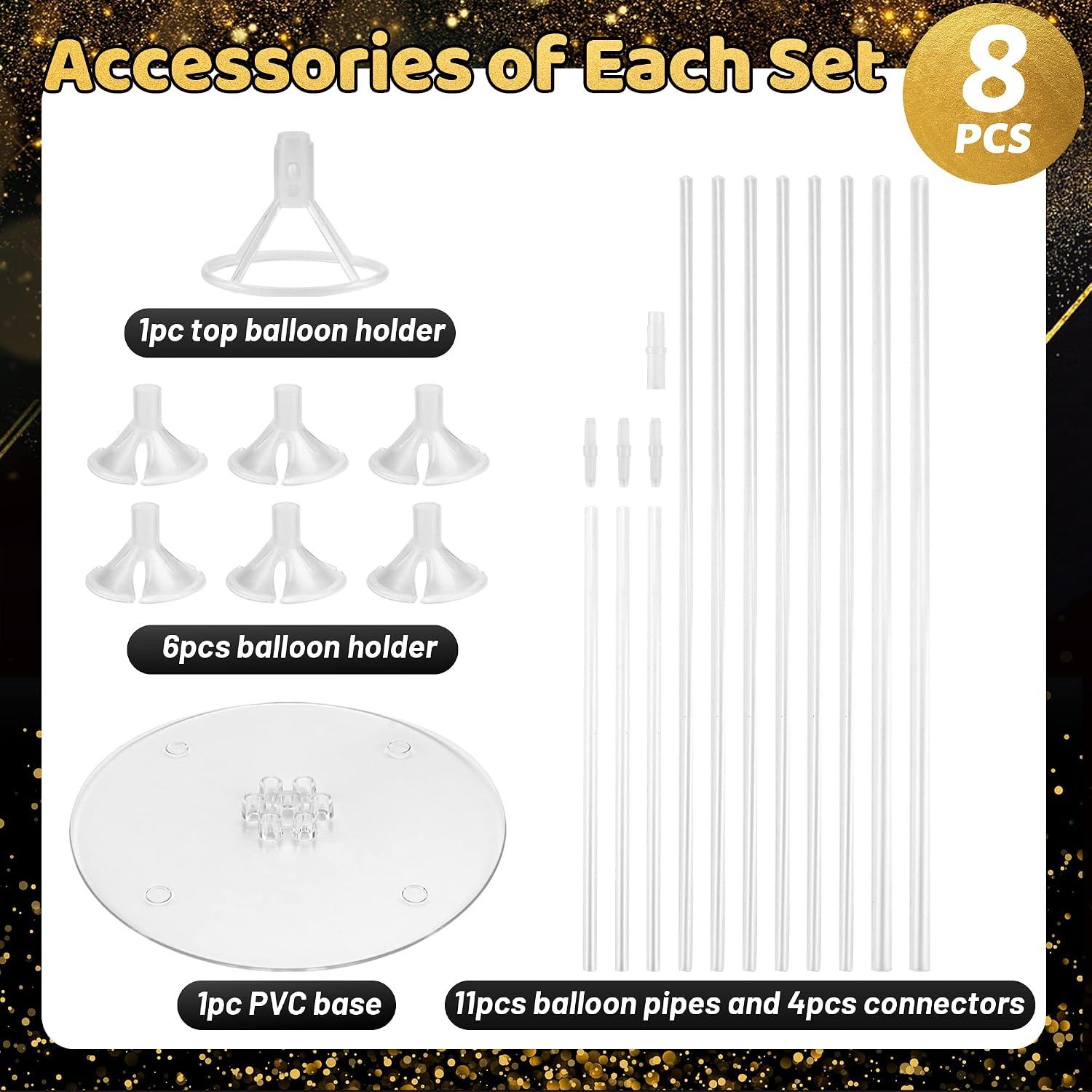 JOYYPOP 8 Sets Balloon Stand Kit For Table, Balloon Sticks with Base
