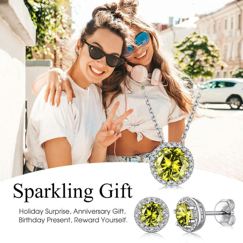 Bestyle Sparkling 925 Sterling Silver Birthstone Stud Earrings for Women, Heart/Round/Teardrop/Square Solitaire Diamond Studs Earrings, Great Birthday/Christmas Gifts