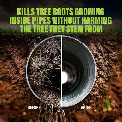 Green Gobbler, FOAMING Root Killer | Kills Tree Roots in Pipes & Sewer Lines | Contains No Copper Sulfate | Safe for Pipes and Septic - 4 USES, 10LBS